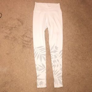 Aerie Pale Blue Leggings with Mesh Floral Cutouts